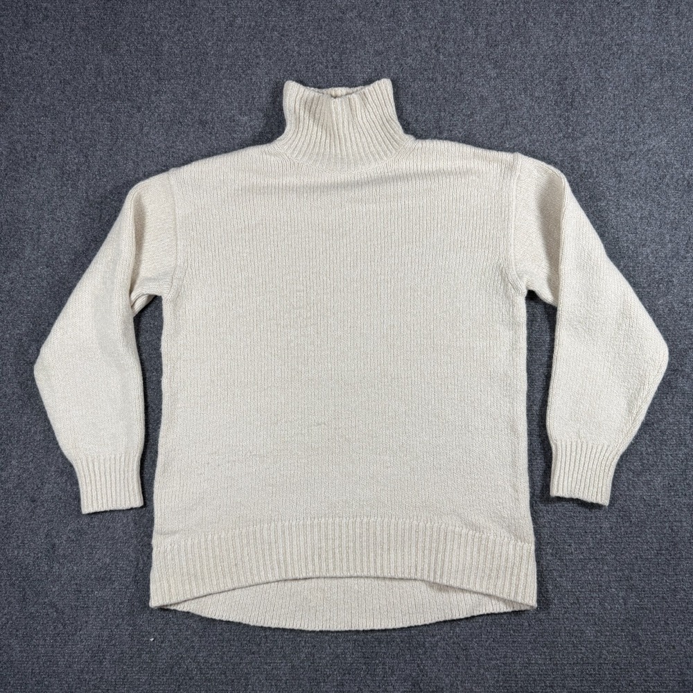 Uniqlo Womens Souffle Yarn Mock Neck Sweater Cozy Size Small Ivory Fall Autumn